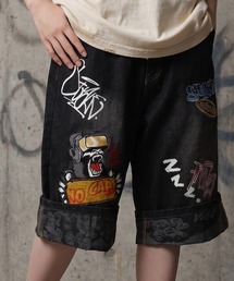 JUNGLE STORM（ジャングルストーム）の「JUNGLESTOTM ワッペンデニムバレルレッグパンツ/ワイドショーツ（デニムパンツ）」