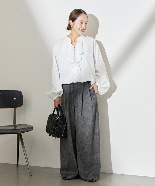 ボイルストライプフリルブラウス（シャツ/ブラウス）｜JOURNAL