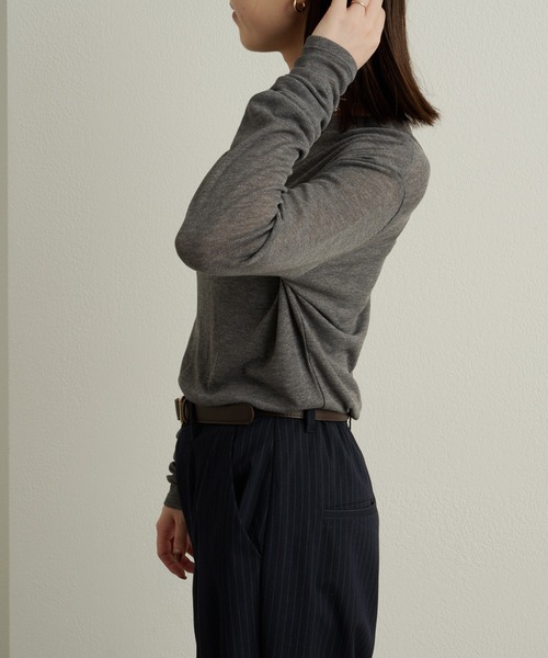 Omekashi（オメカシ）の「NUDEDシアーリブフライスプルオーバー（Tシャツ/カットソー・レディース・オフホワイト/パープル/イエロー/チャコールグレー/ベージュ/ブラック/ブルー/オレンジ/グリーン・FREE）」の16枚目の写真