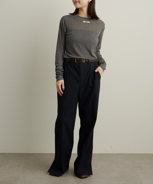 Omekashi（オメカシ）の「NUDEDシアーリブフライスプルオーバー（Tシャツ/カットソー・レディース・オフホワイト/パープル/イエロー/チャコールグレー/ベージュ/ブラック/ブルー/オレンジ/グリーン・FREE）」の19枚目の写真