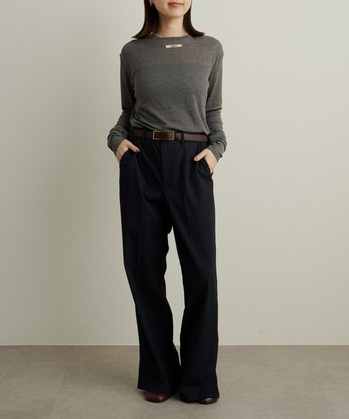 Omekashi（オメカシ）の「NUDEDシアーリブフライスプルオーバー（Tシャツ/カットソー・レディース・オフホワイト/パープル/イエロー/チャコールグレー/ベージュ/ブラック/ブルー/オレンジ/グリーン・FREE）」の20枚目の写真