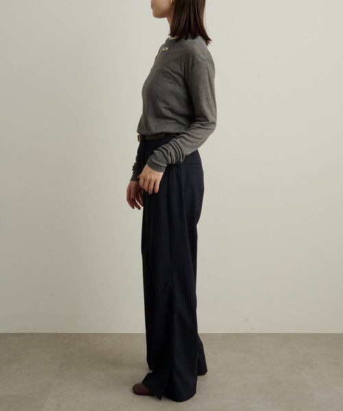 Omekashi（オメカシ）の「NUDEDシアーリブフライスプルオーバー（Tシャツ/カットソー・レディース・オフホワイト/パープル/イエロー/チャコールグレー/ベージュ/ブラック/ブルー/オレンジ/グリーン・FREE）」の22枚目の写真