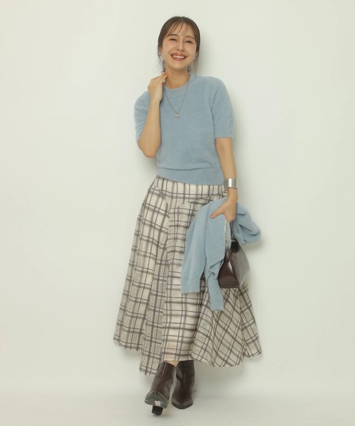 Apuweiser-riche（アプワイザーリッシェ）の「アシメチェック刺繍スカート（スカート・レディース・グレイッシュベージュ/ブラウン・2/1/0）」の12枚目の写真