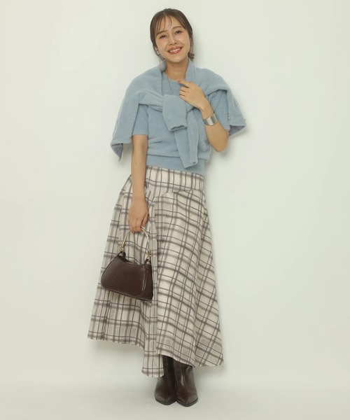 Apuweiser-riche（アプワイザーリッシェ）の「アシメチェック刺繍スカート（スカート・レディース・グレイッシュベージュ/ブラウン・2/1/0）」の13枚目の写真