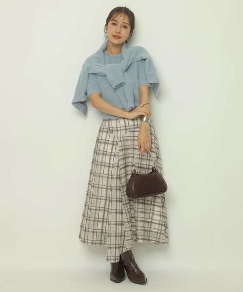 Apuweiser-riche（アプワイザーリッシェ）の「アシメチェック刺繍スカート（スカート・レディース・グレイッシュベージュ/ブラウン・2/1/0）」の14枚目の写真