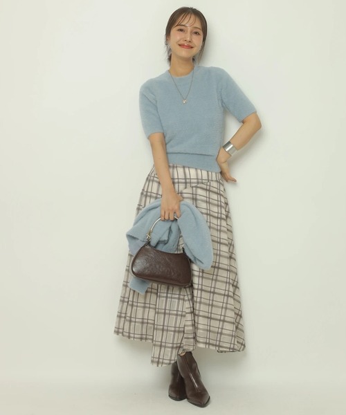 Apuweiser-riche（アプワイザーリッシェ）の「アシメチェック刺繍スカート（スカート・レディース・グレイッシュベージュ/ブラウン・2/1/0）」の15枚目の写真