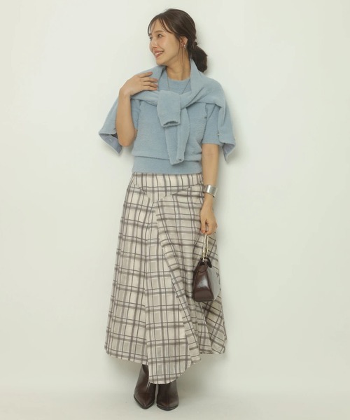 Apuweiser-riche（アプワイザーリッシェ）の「アシメチェック刺繍スカート（スカート・レディース・グレイッシュベージュ/ブラウン・2/1/0）」の16枚目の写真