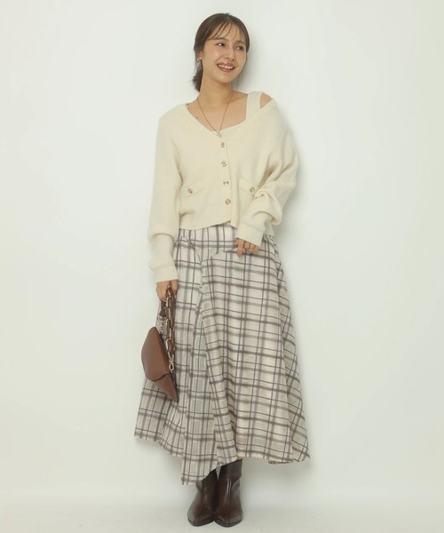 Apuweiser-riche（アプワイザーリッシェ）の「アシメチェック刺繍スカート（スカート・レディース・グレイッシュベージュ/ブラウン・2/1/0）」の17枚目の写真