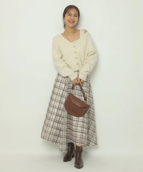 Apuweiser-riche（アプワイザーリッシェ）の「アシメチェック刺繍スカート（スカート・レディース・グレイッシュベージュ/ブラウン・2/1/0）」の18枚目の写真