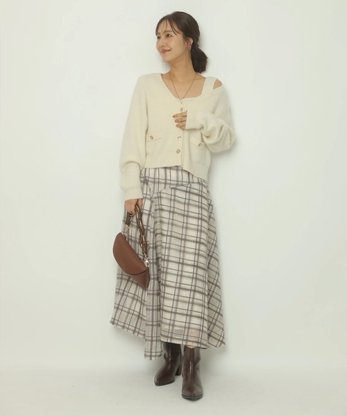 Apuweiser-riche（アプワイザーリッシェ）の「アシメチェック刺繍スカート（スカート・レディース・グレイッシュベージュ/ブラウン・2/1/0）」の19枚目の写真