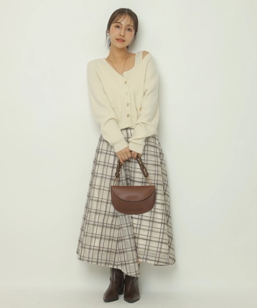 Apuweiser-riche（アプワイザーリッシェ）の「アシメチェック刺繍スカート（スカート・レディース・グレイッシュベージュ/ブラウン・2/1/0）」の20枚目の写真