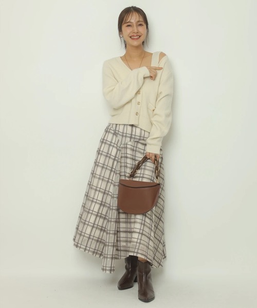 Apuweiser-riche（アプワイザーリッシェ）の「アシメチェック刺繍スカート（スカート・レディース・グレイッシュベージュ/ブラウン・2/1/0）」の21枚目の写真