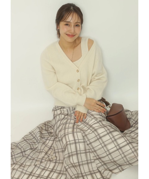 Apuweiser-riche（アプワイザーリッシェ）の「アシメチェック刺繍スカート（スカート・レディース・グレイッシュベージュ/ブラウン・2/1/0）」の22枚目の写真