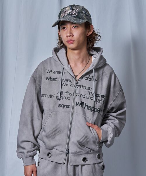 SEQUENZ（シークエンズ）の「＊新色追加【sqnz（エスキュンズ）】sqnz eyelet zip pk / ジップパーカー スタッズ フーディ ハトメ 裏起毛≪SET UP着用可能≫（パーカー・メンズ・グレー/その他1/ブラック/ピンク/ライトグレー・LARGE/MEDIUM/SMALL）」の6枚目の写真