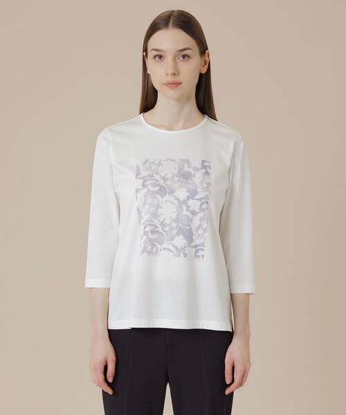 MACKINTOSH LONDON(マッキントッシュ ロンドン)の「【BIBURY FLOWER】シルエットバイブリープリントTシャツ(Tシャツ/カットソー・レディース・ベージュ/ブルー・40/38)」の5枚目の写真