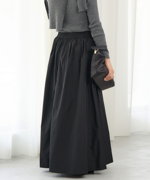 新品　IENA 切り替えギャザースカート　36 黒 メモリータフタギャザースカート（スカート）｜IENA（イエナ）の