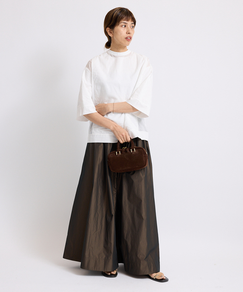 IENA（イエナ）の「メモリータフタギャザースカート（スカート・レディース・ブラック/ブラウン・36/38）」の7枚目の写真