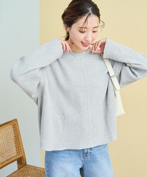 FREAK'S STORE(フリークスストア)の「限定展開 ワッフル ショート ラウンド クルー ネック プルオーバー(Tシャツ/カットソー・レディース・レッド/ブラック/グレー/ベージュ/オフホワイト/ブルー・フリ-)」の11枚目の写真