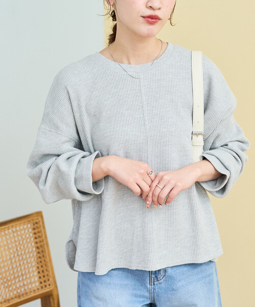 FREAK'S STORE(フリークスストア)の「限定展開 ワッフル ショート ラウンド クルー ネック プルオーバー(Tシャツ/カットソー・レディース・レッド/ブラック/グレー/ベージュ/オフホワイト/ブルー・フリ-)」の12枚目の写真