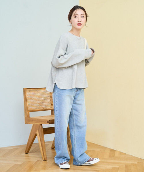 FREAK'S STORE(フリークスストア)の「限定展開 ワッフル ショート ラウンド クルー ネック プルオーバー(Tシャツ/カットソー・レディース・レッド/ブラック/グレー/ベージュ/オフホワイト/ブルー・フリ-)」の14枚目の写真
