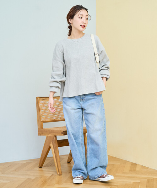 FREAK'S STORE(フリークスストア)の「限定展開 ワッフル ショート ラウンド クルー ネック プルオーバー(Tシャツ/カットソー・レディース・レッド/ブラック/グレー/ベージュ/オフホワイト/ブルー・フリ-)」の15枚目の写真