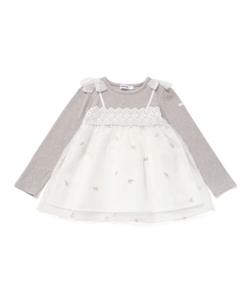 SLAP SLIP(スラップスリップ)の「花柄刺しゅうオーガンジービスチェドッキングTシャツ(80~130cm)(Tシャツ/カットソー・キッズ・イエロー/グレー・90cm/110cm/120cm/100cm/130cm/80cm)」の12枚目の写真