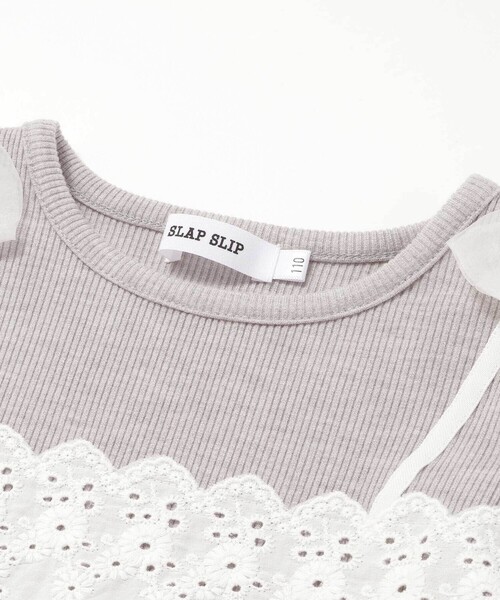 SLAP SLIP(スラップスリップ)の「花柄刺しゅうオーガンジービスチェドッキングTシャツ(80~130cm)(Tシャツ/カットソー・キッズ・イエロー/グレー・90cm/110cm/120cm/100cm/130cm/80cm)」の14枚目の写真