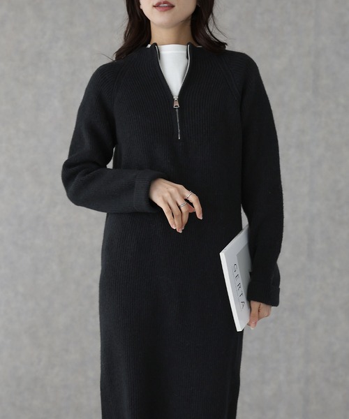 Lace Ladies(レースレディース)の「ハーフジップ リブ ロング ニット ワンピース(ワンピース・レディース・ブラック/グレイッシュベージュ/グレー/チャコールグレー・S/FREE)」の19枚目の写真