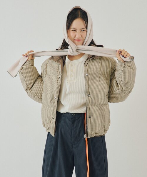 WHIMSIC（ウィムジック）の「【UNISEX/2サイズ】チェックパデットジャケット（ダウンジャケット/コート・メンズ・ブラック/ブラウン/ベージュ・1/2）」の17枚目の写真