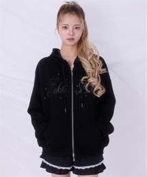 FickleBebe（フィクルベベ）の「サテンフリルジップフーディー（カーディガン/ボレロ）」