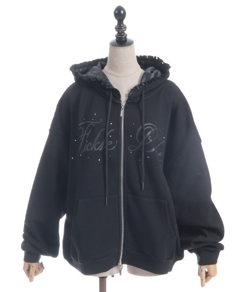 サテンフリルジップフーディー（カーディガン/ボレロ）｜FickleBebe