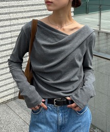 レディースのTシャツ/カットソー(グレー/灰色系・オフショルダー レディースのTシャツ/カットソー(グレー/灰色系・オフショルダー