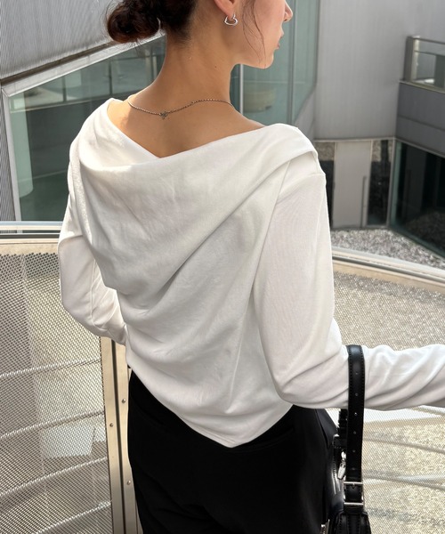 NOGLE(ノグル)の「【NOGLE/ノグル】2wayオフショルロンT(Tシャツ/カットソー・レディース・チャコール/ホワイト/ブラック/オートミール/ピンク・FREE)」の13枚目の写真