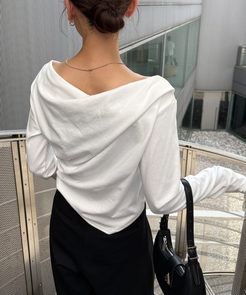 NOGLE(ノグル)の「【NOGLE/ノグル】2wayオフショルロンT(Tシャツ/カットソー・レディース・チャコール/ホワイト/ブラック/オートミール/ピンク・FREE)」の9枚目の写真