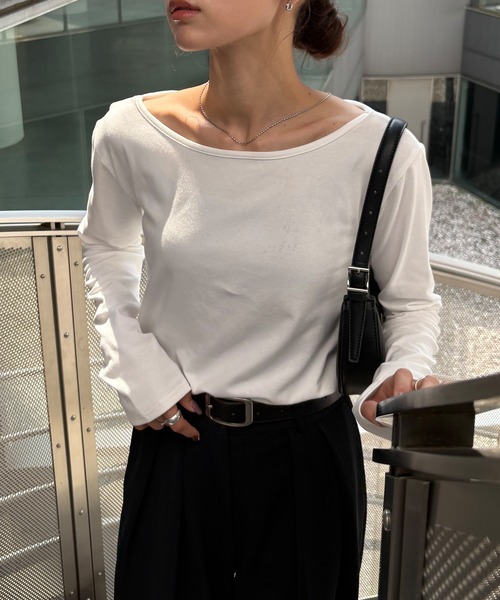 NOGLE(ノグル)の「【NOGLE/ノグル】2wayオフショルロンT(Tシャツ/カットソー・レディース・チャコール/ホワイト/ブラック/オートミール/ピンク・FREE)」の8枚目の写真