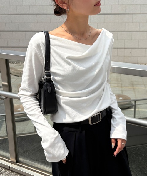 NOGLE(ノグル)の「【NOGLE/ノグル】2wayオフショルロンT(Tシャツ/カットソー・レディース・チャコール/ホワイト/ブラック/オートミール/ピンク・FREE)」の10枚目の写真