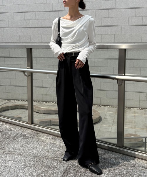 NOGLE(ノグル)の「【NOGLE/ノグル】2wayオフショルロンT(Tシャツ/カットソー・レディース・チャコール/ホワイト/ブラック/オートミール/ピンク・FREE)」の14枚目の写真