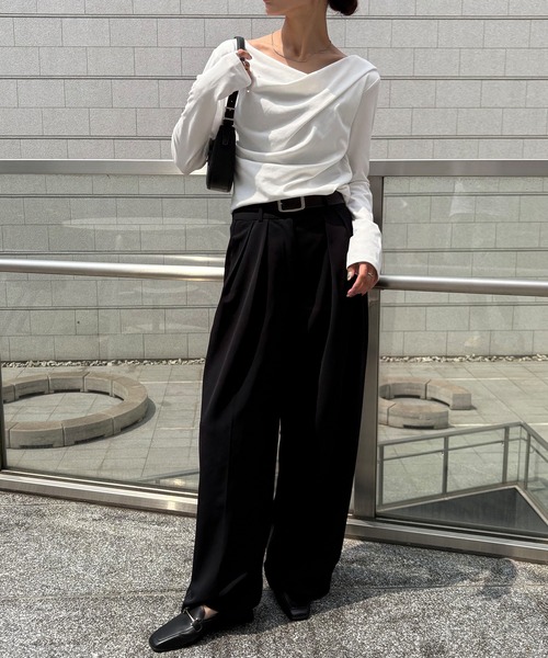 NOGLE(ノグル)の「【NOGLE/ノグル】2wayオフショルロンT(Tシャツ/カットソー・レディース・チャコール/ホワイト/ブラック/オートミール/ピンク・FREE)」の15枚目の写真