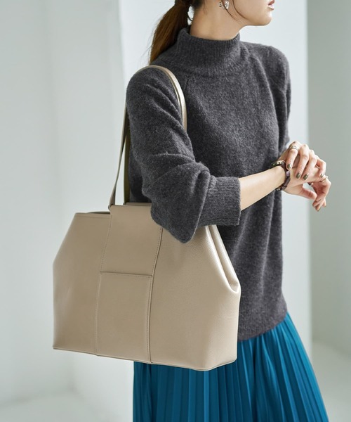 STYLE DELI（スタイルデリ）の「【DRESSDEN】レザーバッグ／L-01（トートバッグ・レディース・ブラック/シルバー/グレイッシュベージュ・FREE）」の6枚目の写真