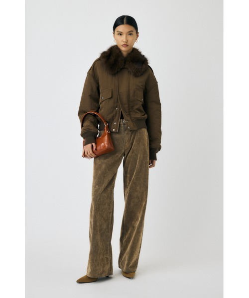F/FUR COLLAR CROP ブルゾン ブラウン　moussy ファー 25年AW新作】F/FUR COLLAR CROP ブルゾン（ブルゾン）｜MOUSSY