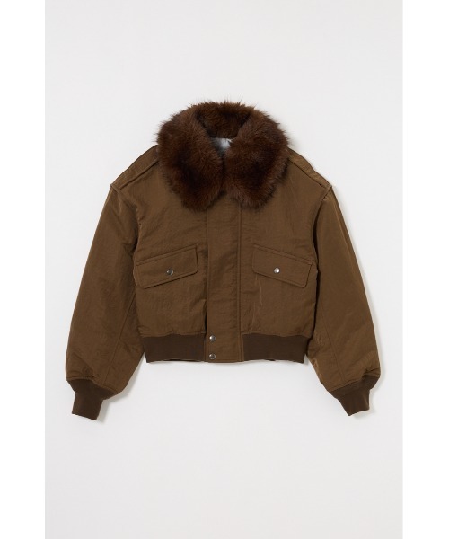 F/FUR COLLAR CROP ブルゾン ブラウン　moussy ファー 25年AW新作】F/FUR COLLAR CROP ブルゾン（ブルゾン）｜MOUSSY