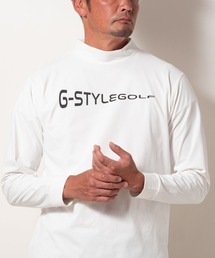 (SA) 複合繊維 モックネック ロゴ 長袖 Tシャツ