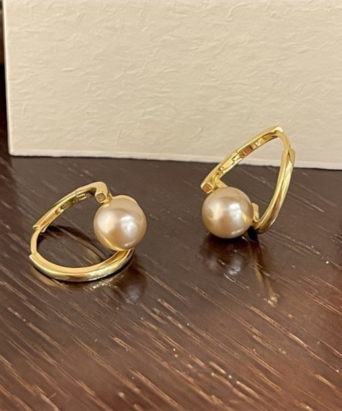 shoppinggo(ショッピングゴー)の「ピアス リングピアス レディース 上品 ゴールド ピアスパール 大ぶり 輝く 小顔効果(ピアス(両耳用)・レディース・ゴールド・FREE)」の3枚目の写真