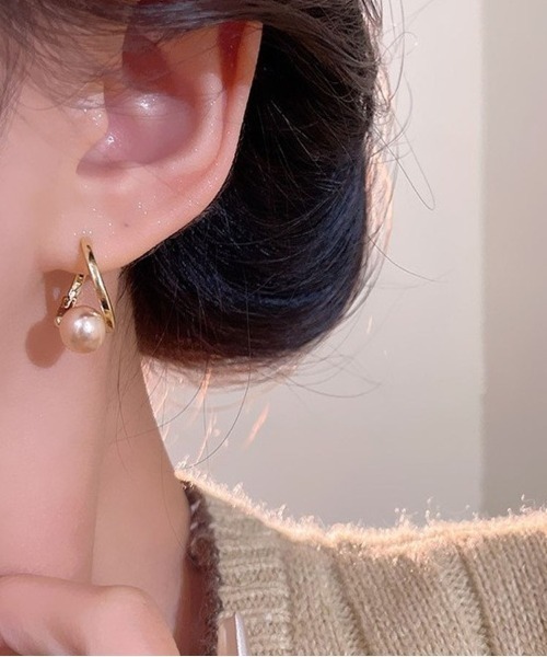 shoppinggo(ショッピングゴー)の「ピアス リングピアス レディース 上品 ゴールド ピアスパール 大ぶり 輝く 小顔効果(ピアス(両耳用)・レディース・ゴールド・FREE)」の10枚目の写真