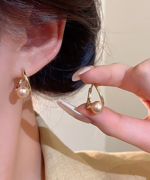 セール】ピアス リングピアス レディース 上品 ゴールド ピアスパール