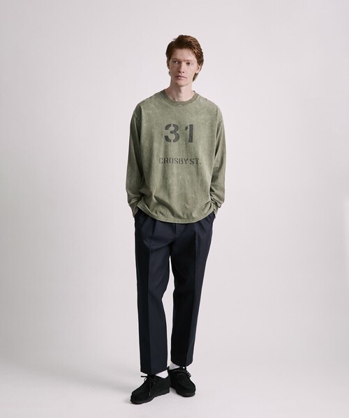 Saturdays NYC（サタデーズ ニューヨークシティ ）の「Crosby Stencil Print Relaxed LS Tee（Tシャツ/カットソー・メンズ・オリーブ/チャコールグレー・X-SMALL/XL/S/M/L）」の7枚目の写真