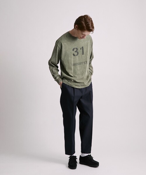 Saturdays NYC（サタデーズ ニューヨークシティ ）の「Crosby Stencil Print Relaxed LS Tee（Tシャツ/カットソー・メンズ・オリーブ/チャコールグレー・X-SMALL/XL/S/M/L）」の8枚目の写真