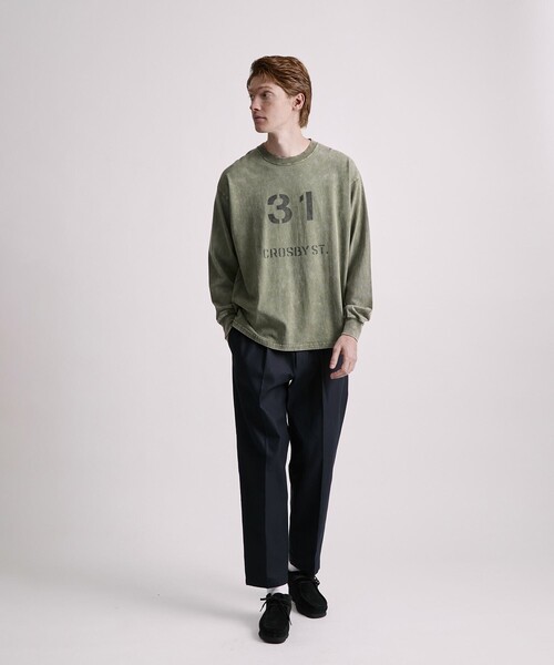 Saturdays NYC（サタデーズ ニューヨークシティ ）の「Crosby Stencil Print Relaxed LS Tee（Tシャツ/カットソー・メンズ・オリーブ/チャコールグレー・X-SMALL/XL/S/M/L）」の9枚目の写真