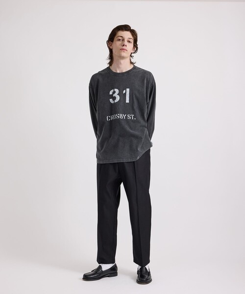 Saturdays NYC（サタデーズ ニューヨークシティ ）の「Crosby Stencil Print Relaxed LS Tee（Tシャツ/カットソー・メンズ・オリーブ/チャコールグレー・X-SMALL/XL/S/M/L）」の11枚目の写真