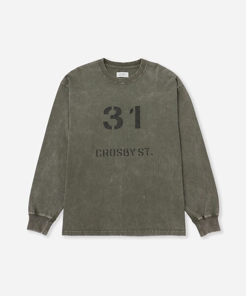 Saturdays NYC（サタデーズ ニューヨークシティ ）の「Crosby Stencil Print Relaxed LS Tee（Tシャツ/カットソー・メンズ・オリーブ/チャコールグレー・X-SMALL/XL/S/M/L）」の13枚目の写真